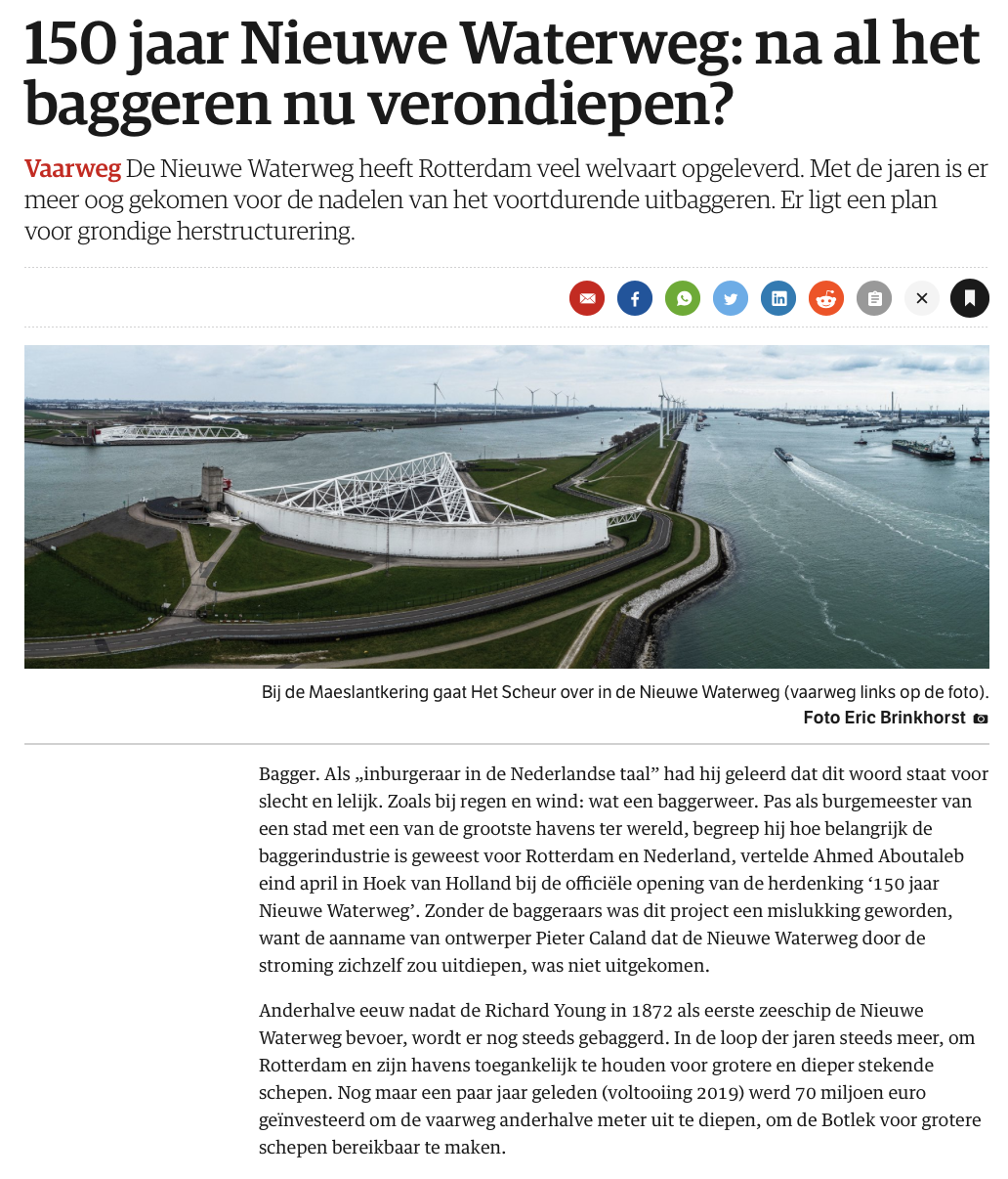 NRC: 150 jaar Nieuwe Waterweg: na al het baggeren nu verondiepen?